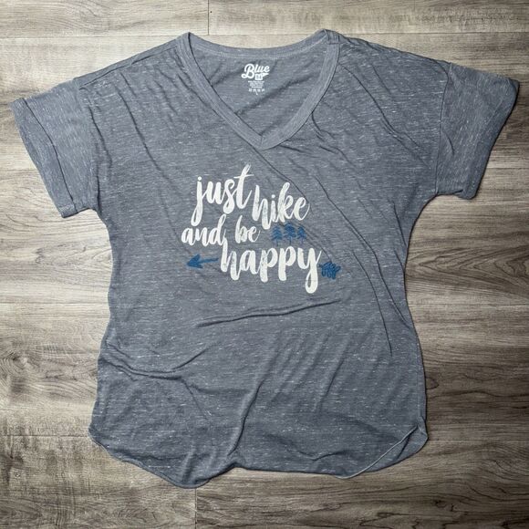 BLUE 84 Just Hike & Be Happy Les Cheneaux Made In USA Scoop Neck T-Shirt Blue L - Picture 1 of 4